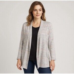 Peyton‎ Primrose Cardigan Sweater Sz 2X Almond Slub Open Front Office Layer